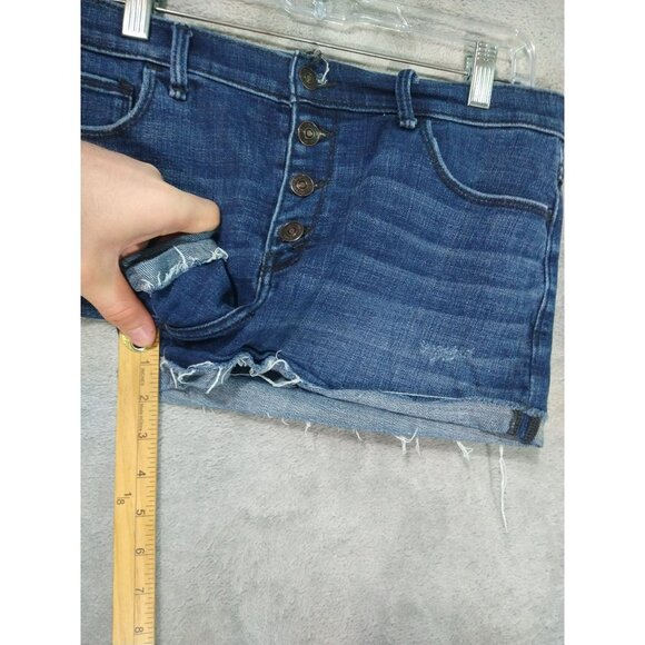 Abercrombie Fitch Shorts Womens 14 Blue Denim High Rise Cut Off Button Fly - Picture 5 of 10